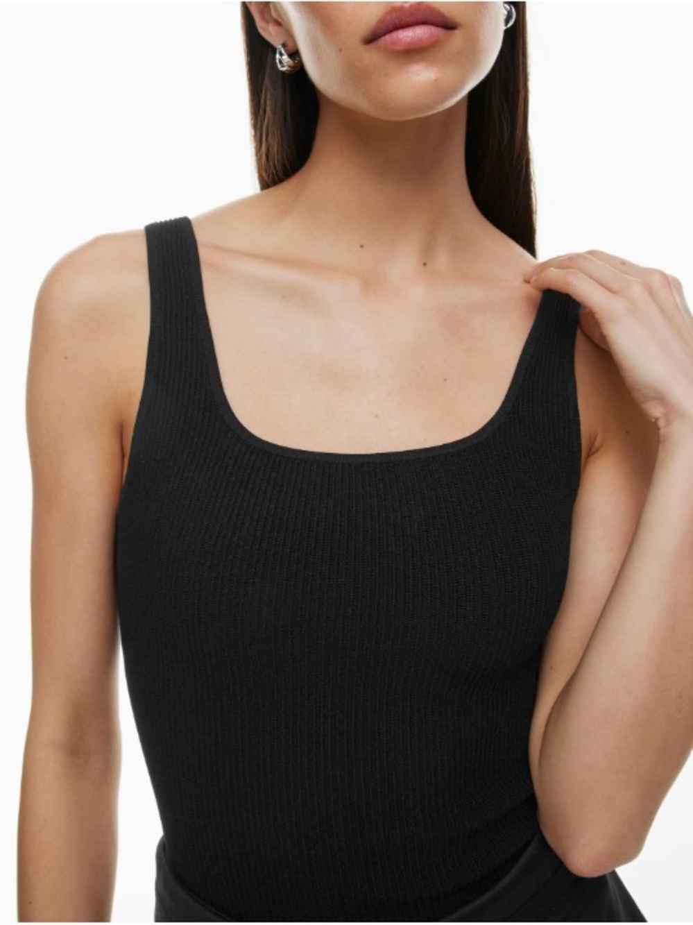 ARITZIA M Babaton Sculpt Knit Ribbed Square Neck Tank in Black